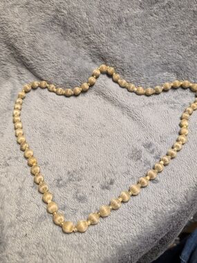 Cream Beaded Necklace with Gold Accent Bead Spacers